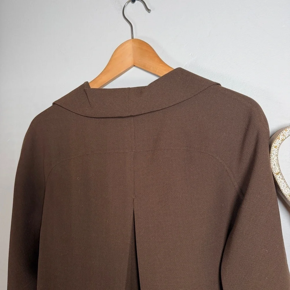 Leon Max Womens Cropped Boxy Blazer Academia Quiet Luxury MEDIUM Chocolate Brown
